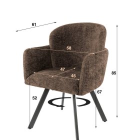 Esszimmerarmlehnstuhl Verona in Braun aus Chenillegewebe (2er Set) – Ansicht 6