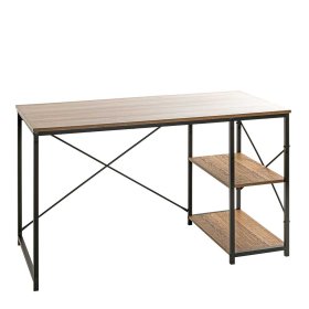 Bürotisch Niano mit Seitenregal in Eichefarben & Schwarz – Ansicht 1
