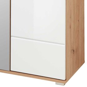 Garderobenschrank Eddie in Wildeichefarben und Weiß mit Spiegeltür – Ansicht 5