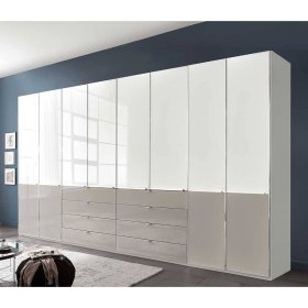Schlafzimmerkleiderschrank Latina mit acht Schubladen Front glasbeschichtet – Ansicht 2