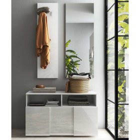 Komplett Garderobe Jalton in Weiß Hochglanz 91 cm breit (dreiteilig) – Ansicht 2
