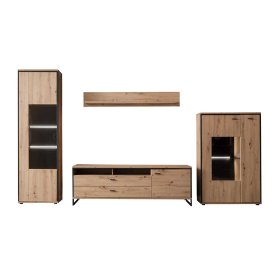 Wohnwand Geronda in Anthrazit und Eiche Optik modern (vierteilig) – Ansicht 1