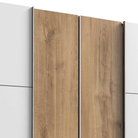 Großer Schlafzimmerschrank Gizmeal in Weiß und Plankeneiche Holzoptik – Ansicht 4