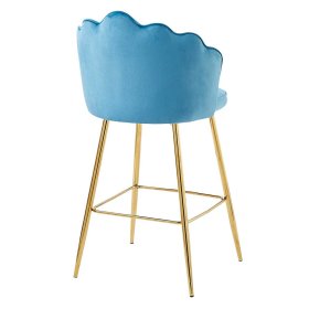 Barhocker Salm in Blau und Goldfarben Muschelform (2er Set) – Ansicht 4