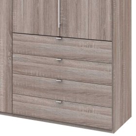 XXL Kleiderschrank Vasilio in Eiche Trüffelfarben mit Falttüren uns Schubladen – Ansicht 4