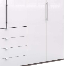 XXL Schlafzimmerschrank Yunidra mit Falttüren und Schubladen glasbeschichtet – Ansicht 4