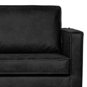 Dreisitzer Couch Lonzavez in Schwarz Recyclingleder im Retro Look – Ansicht 3