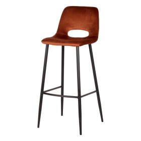 Moderner Barstuhl Set Estoron mit 78 cm Sitzhöhe und Samtbezug (2er Set) – Ansicht 1