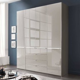 Kleiderschrank mit Schubladen Sanctos Front glasbeschichtet - Made in Germany – Ansicht 2