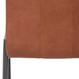 Microfaser Polsterstuhl Set Vien in Cognac Braun mit Metallgestell (2er Set) – Ansicht 7