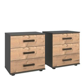 Nachtschrank Vedra im Industrie und Loft Stil mit drei Schubladen – Ansicht 6