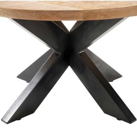 Runder Couchtisch Emrico aus Mangobaum Massivholz mit Metall Vierfußgestell – Ansicht 3