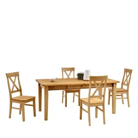 Massivholz Essgruppe Devan aus Kiefer geölt im Landhausstil (fünfteilig) – Ansicht 1