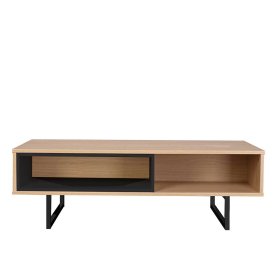 TV Board Hercian in Schwarz und Eichefarben 110 cm breit – Ansicht 2