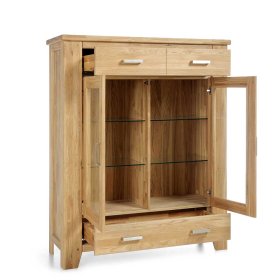 Wohnzimmer Vitrinenschrank Mocorapo aus Wildeiche Massivholz mit Soft Close – Ansicht 4