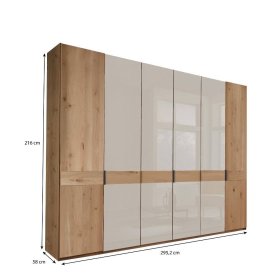 Kleiderschrank Viramiru in Eiche Bianco & Champagner mit Drehtüren – Ansicht 15