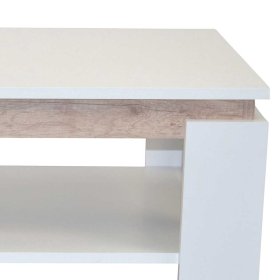 Sofatisch Giuseppa in Wildeichefarben und Weiß mit zusätzlicher Ablage – Ansicht 5