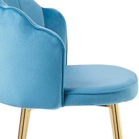 Barhocker Salm in Blau und Goldfarben Muschelform (2er Set) – Ansicht 7