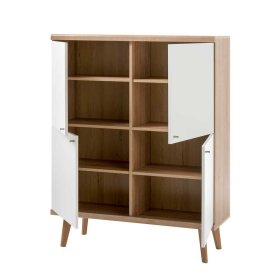Wohnzimmer Wohnwand Levanca in Weiß und Eichefarben im Skandi Design (vierteilig) – Ansicht 13