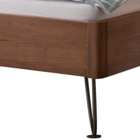 Nussbaum Massivholz Bett Stufanias mit Vierfußgestell aus Metall 140x200 – Ansicht 5