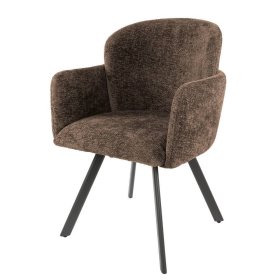 Esszimmerarmlehnstuhl Verona in Braun aus Chenillegewebe (2er Set) – Ansicht 1