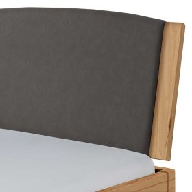 Bett Wildbuche natur geölt Citro mit Polsterkopfteil in Dunkelgrau – Ansicht 4