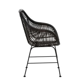 Schwarze Rattan Stühle Vitablo mit Armlehnen 45 cm Sitzhöhe (2er Set) – Ansicht 5