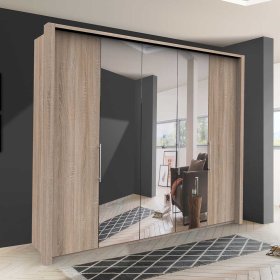 Eiche Sägerauer Kleiderschrank Gehvonda mit Spiegeltüren modern – Ansicht 2