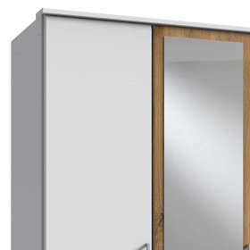 Großer Kleiderschrank Cerhard 179 cm breit in Plankeneiche NB und Weiß – Ansicht 3