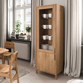 Wohnzimmerschrank Koropi mit Glastür aus Wildeiche Massivholz – Ansicht 4