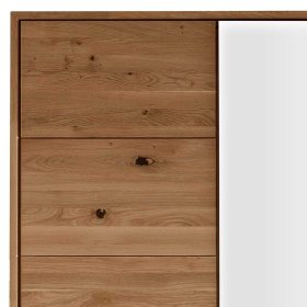 Holzkleiderschrank Licandro aus Wildeiche Massivholz mit weißem Glas – Ansicht 3