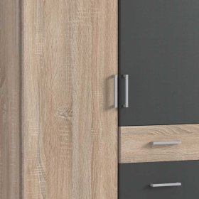 Schlafzimmerschrank Nurana in Eiche Sägerau und Dunkelgrau – Ansicht 4