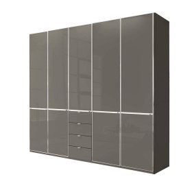 XL Kleiderschrank Boplaroma mit vier Schubladen Front glasbeschichtet – Ansicht 1