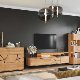 TV Board Tenna mit LED Beleuchtung und Hirnholz Applikation – Ansicht 13