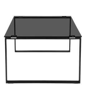 Moderner Couchtisch Princon mit Rauchglasplatte und schwarzem Metallgestell – Ansicht 4