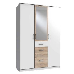Kleiderschrank Georgia in Eiche Sägerau und Weiß 3 türig – Ansicht 1