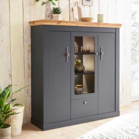 Wohnzimmervitrinenschrank Saridio 146 cm hoch im Landhausstil – Ansicht 2