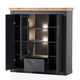 Wohnzimmervitrinenschrank Saridio 146 cm hoch im Landhausstil – Ansicht 4