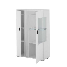 TV Wohnwand modern Constantin in Weiß mit LED Beleuchtung (dreiteilig) – Ansicht 6