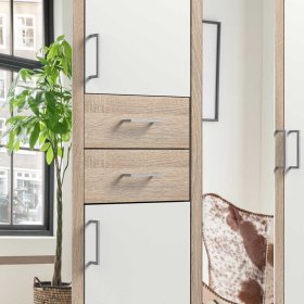 Made in Germany Kleiderschrank Lagacina in Eiche Sägerau & Weiß mit Spiegeln – Ansicht 6