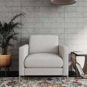 Moderner Einzelsessel Ivalin in Cremeweiß mit 46 cm Sitzhöhe – Ansicht 3