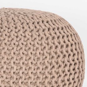 Strickstoff Pouf Ladyda in Beige im Skandi Design – Ansicht 3
