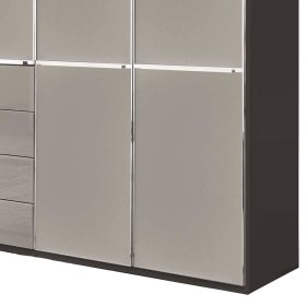 Drehtürenkleiderschrank Sanctos mit acht Schubladen Front glasbeschichtet – Ansicht 3