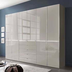 Drehtürschrank Sanctos Front glasbeschichtet mit drei festen Kleiderstangen – Ansicht 2