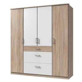Schlafzimmerschrank Milana in Eiche Sägerau und Weiß – Ansicht 1