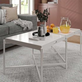 Wohnzimmer Tisch Jufara mit abnehmbaren Tabletts in Weiß – Ansicht 5