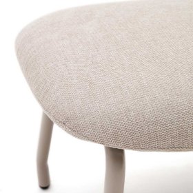 Hocker zum Sessel Deverino in Beige und Weiß mit Vierfußgestell aus Metall – Ansicht 3
