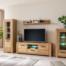 TV Board Crystoga mit Schublade aus Wildeiche Massivholz – Ansicht 10