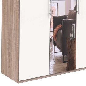 Jugendschrank Lolyana in Weiß und Eiche Sägerau mit Spiegeltür – Ansicht 4