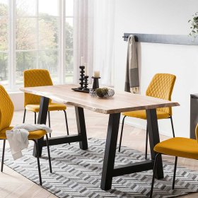 Tisch Massivholz und Metall Varadero mit natürlicher Baumkante im Industrie Stil – Ansicht 11